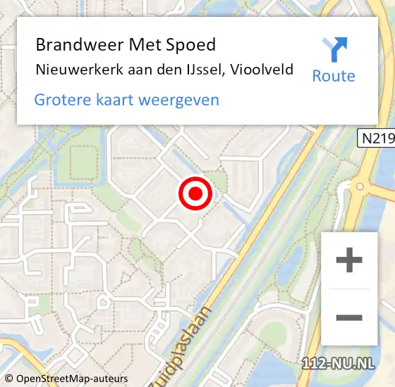 Locatie op kaart van de 112 melding: Brandweer Met Spoed Naar Nieuwerkerk aan den IJssel, Vioolveld op 24 april 2022 22:01