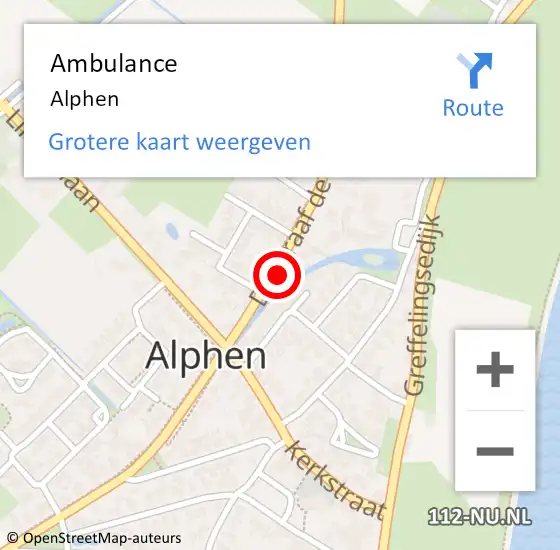 Locatie op kaart van de 112 melding: Ambulance Alphen op 24 april 2022 22:04