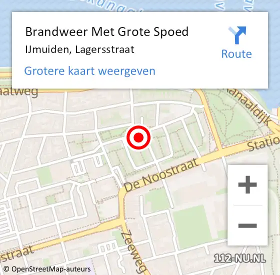 Locatie op kaart van de 112 melding: Brandweer Met Grote Spoed Naar IJmuiden, Lagersstraat op 24 april 2022 22:05