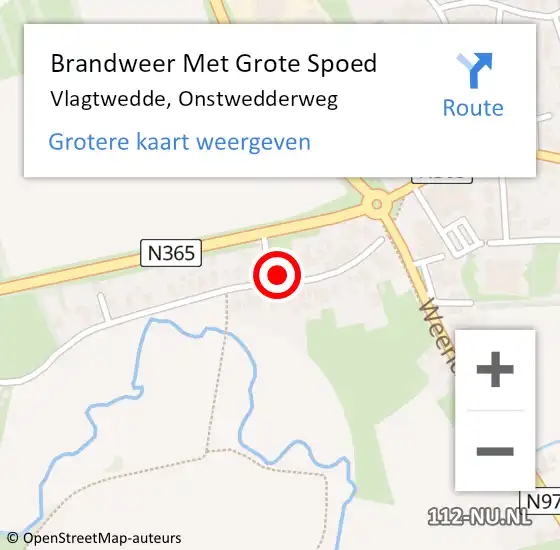 Locatie op kaart van de 112 melding: Brandweer Met Grote Spoed Naar Vlagtwedde, Onstwedderweg op 24 april 2022 22:13