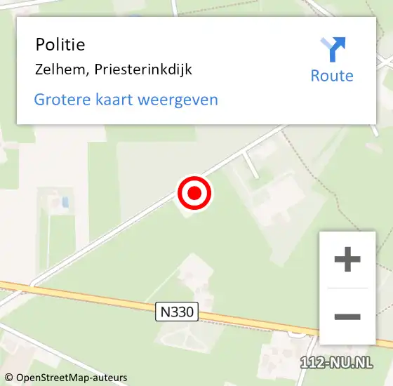 Locatie op kaart van de 112 melding: Politie Zelhem, Priesterinkdijk op 24 april 2022 22:39