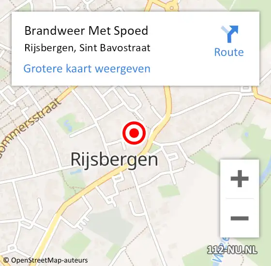 Locatie op kaart van de 112 melding: Brandweer Met Spoed Naar Rijsbergen, Sint Bavostraat op 24 april 2022 22:45