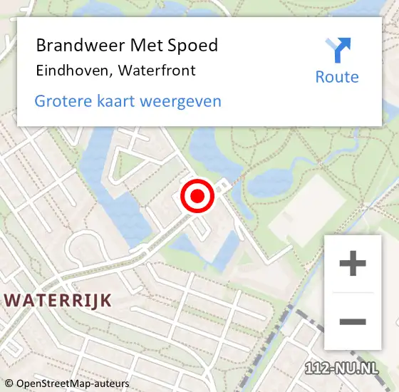 Locatie op kaart van de 112 melding: Brandweer Met Spoed Naar Eindhoven, Waterfront op 24 april 2022 22:47