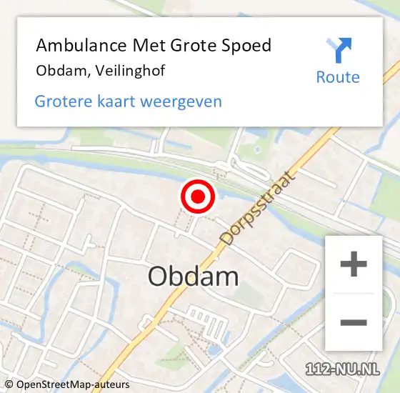 Locatie op kaart van de 112 melding: Ambulance Met Grote Spoed Naar Obdam, Veilinghof op 24 april 2022 22:48