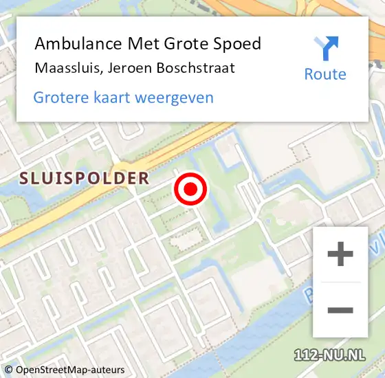Locatie op kaart van de 112 melding: Ambulance Met Grote Spoed Naar Maassluis, Jeroen Boschstraat op 24 april 2022 23:15