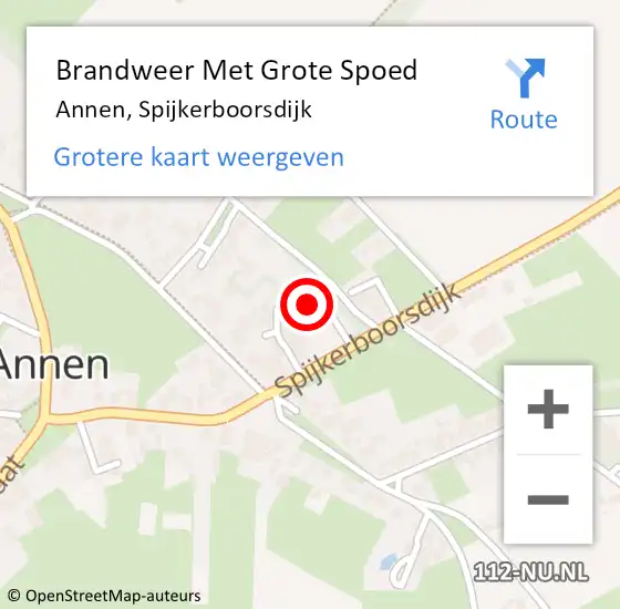 Locatie op kaart van de 112 melding: Brandweer Met Grote Spoed Naar Annen, Spijkerboorsdijk op 24 april 2022 23:18