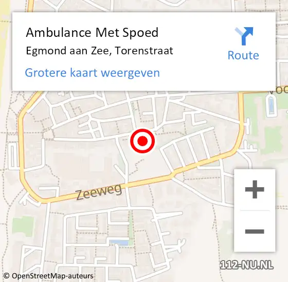Locatie op kaart van de 112 melding: Ambulance Met Spoed Naar Egmond aan Zee, Torenstraat op 24 april 2022 23:25