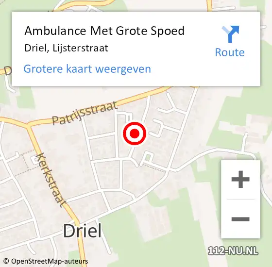 Locatie op kaart van de 112 melding: Ambulance Met Grote Spoed Naar Driel, Lijsterstraat op 24 april 2022 23:44