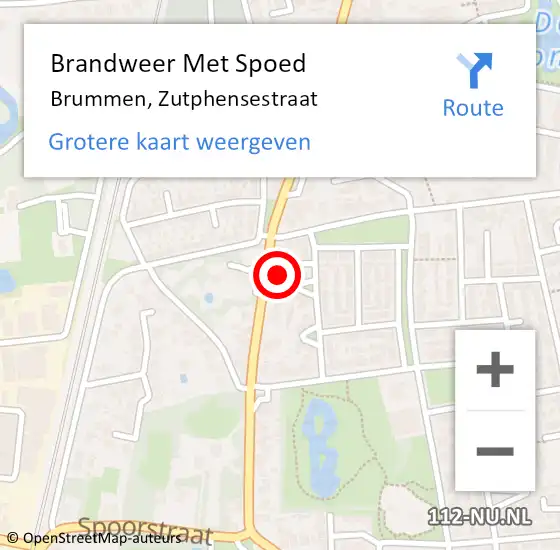 Locatie op kaart van de 112 melding: Brandweer Met Spoed Naar Brummen, Zutphensestraat op 24 april 2022 23:57