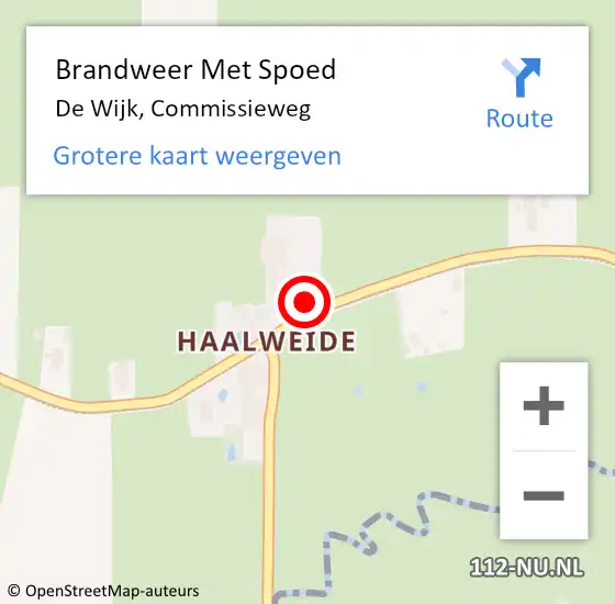 Locatie op kaart van de 112 melding: Brandweer Met Spoed Naar De Wijk, Commissieweg op 25 april 2022 00:35