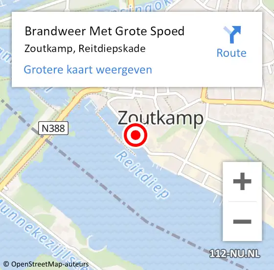 Locatie op kaart van de 112 melding: Brandweer Met Grote Spoed Naar Zoutkamp, Reitdiepskade op 25 april 2022 00:43