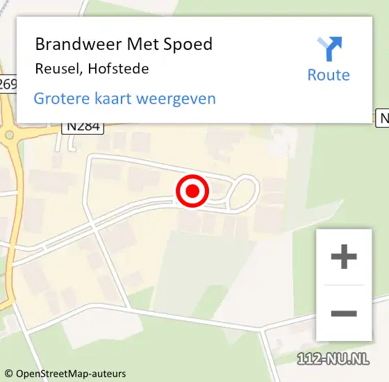 Locatie op kaart van de 112 melding: Brandweer Met Spoed Naar Reusel, Hofstede op 25 april 2022 00:47