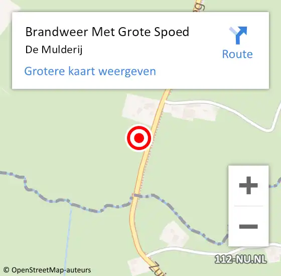 Locatie op kaart van de 112 melding: Brandweer Met Grote Spoed Naar De Mulderij op 15 juli 2014 13:48