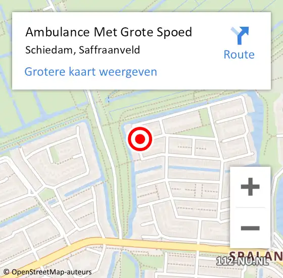 Locatie op kaart van de 112 melding: Ambulance Met Grote Spoed Naar Schiedam, Saffraanveld op 25 april 2022 01:41