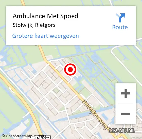 Locatie op kaart van de 112 melding: Ambulance Met Spoed Naar Stolwijk, Rietgors op 25 april 2022 02:07