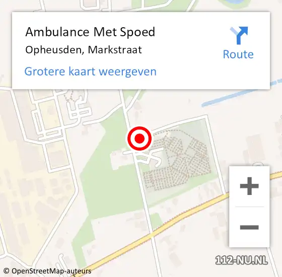 Locatie op kaart van de 112 melding: Ambulance Met Spoed Naar Opheusden, Markstraat op 25 april 2022 02:11