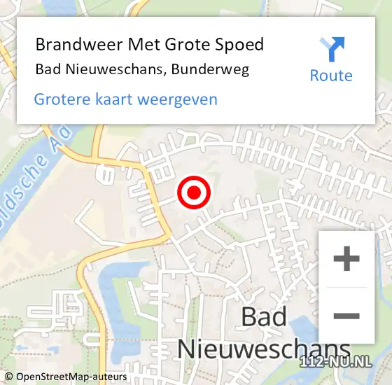 Locatie op kaart van de 112 melding: Brandweer Met Grote Spoed Naar Bad Nieuweschans, Bunderweg op 15 juli 2014 13:50