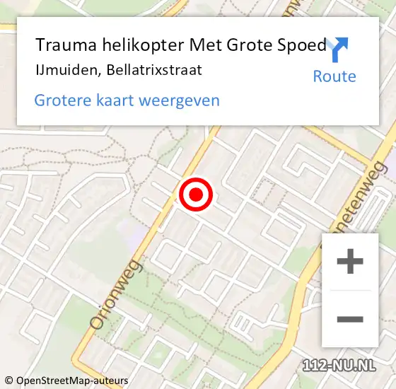 Locatie op kaart van de 112 melding: Trauma helikopter Met Grote Spoed Naar IJmuiden, Bellatrixstraat op 25 april 2022 04:07