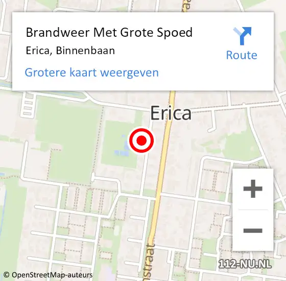 Locatie op kaart van de 112 melding: Brandweer Met Grote Spoed Naar Erica, Binnenbaan op 25 april 2022 04:11