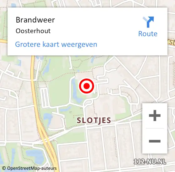 Locatie op kaart van de 112 melding: Brandweer Oosterhout op 15 juli 2014 13:53