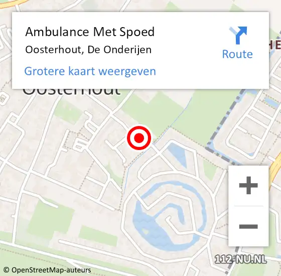 Locatie op kaart van de 112 melding: Ambulance Met Spoed Naar Oosterhout, De Onderijen op 25 april 2022 05:26