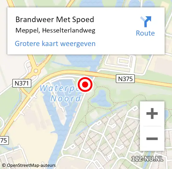 Locatie op kaart van de 112 melding: Brandweer Met Spoed Naar Meppel, Hesselterlandweg op 25 april 2022 06:15