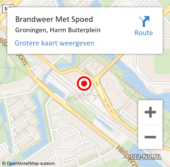 Locatie op kaart van de 112 melding: Brandweer Met Spoed Naar Groningen, Harm Buiterplein op 25 april 2022 06:17