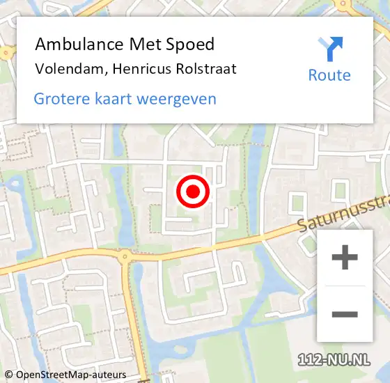 Locatie op kaart van de 112 melding: Ambulance Met Spoed Naar Volendam, Henricus Rolstraat op 25 april 2022 06:39