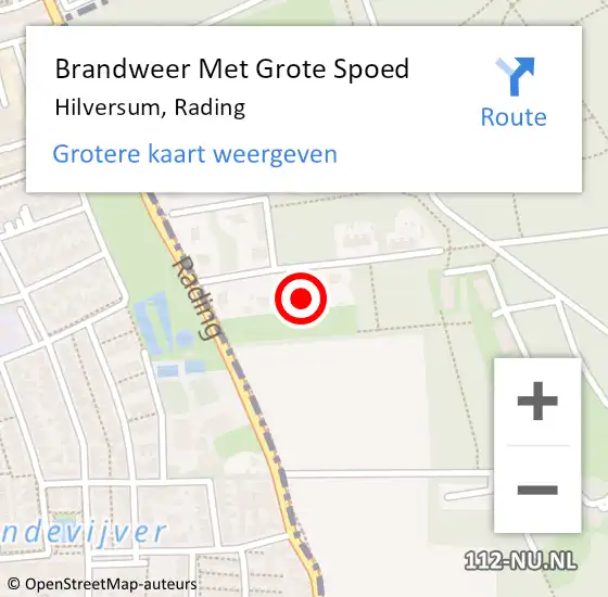 Locatie op kaart van de 112 melding: Brandweer Met Grote Spoed Naar Hilversum, Rading op 25 april 2022 07:30