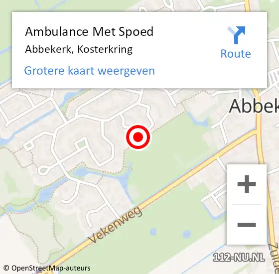 Locatie op kaart van de 112 melding: Ambulance Met Spoed Naar Abbekerk, Kosterkring op 25 april 2022 07:31