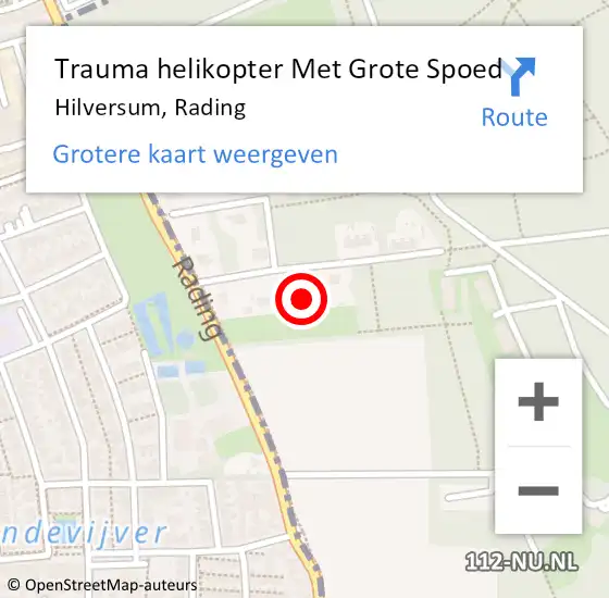 Locatie op kaart van de 112 melding: Trauma helikopter Met Grote Spoed Naar Hilversum, Rading op 25 april 2022 07:33