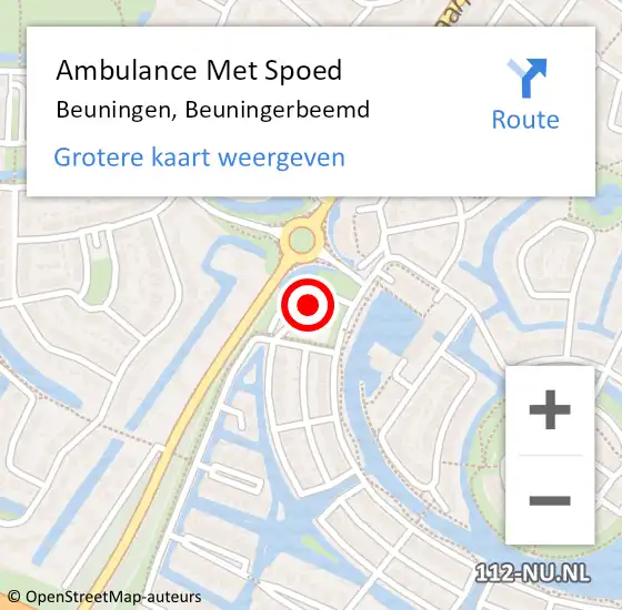 Locatie op kaart van de 112 melding: Ambulance Met Spoed Naar Beuningen, Beuningerbeemd op 25 april 2022 07:44