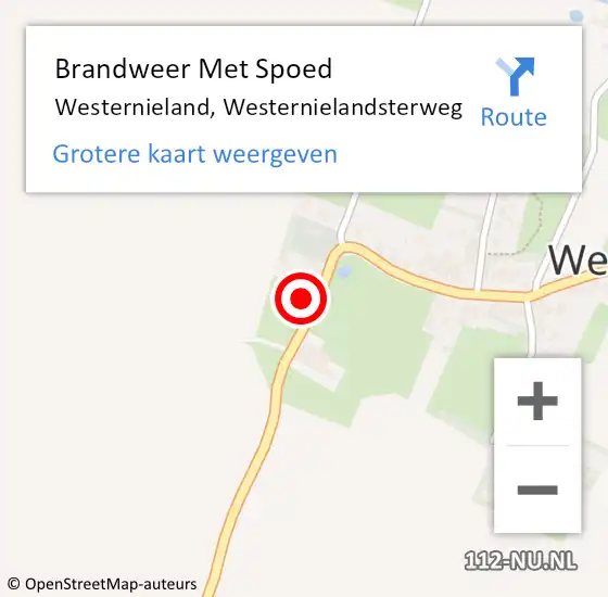 Locatie op kaart van de 112 melding: Brandweer Met Spoed Naar Westernieland, Westernielandsterweg op 25 april 2022 08:02