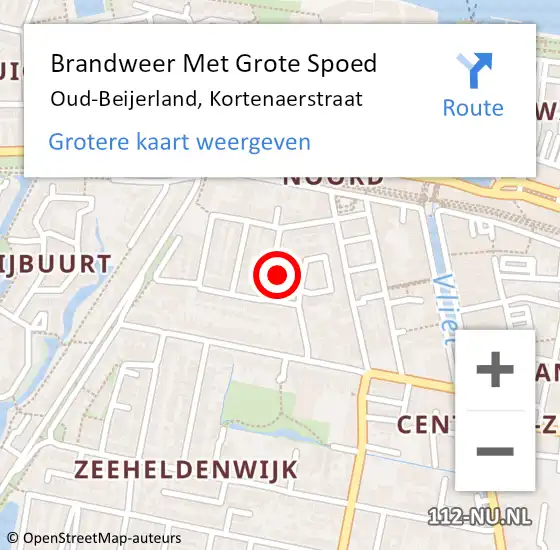 Locatie op kaart van de 112 melding: Brandweer Met Grote Spoed Naar Oud-Beijerland, Kortenaerstraat op 25 april 2022 08:07