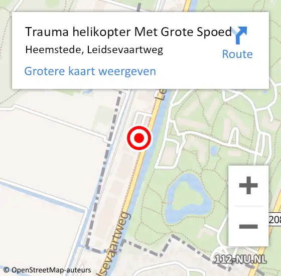 Locatie op kaart van de 112 melding: Trauma helikopter Met Grote Spoed Naar Heemstede, Leidsevaartweg op 25 april 2022 08:12