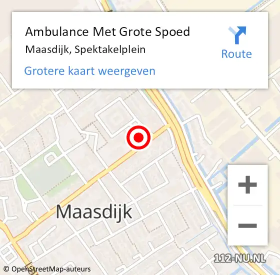 Locatie op kaart van de 112 melding: Ambulance Met Grote Spoed Naar Maasdijk, Spektakelplein op 25 april 2022 08:18
