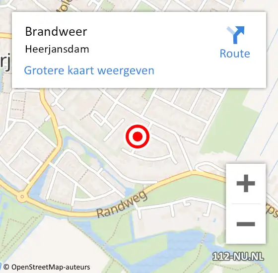 Locatie op kaart van de 112 melding: Brandweer Heerjansdam op 15 juli 2014 14:01