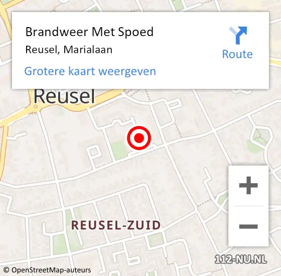 Locatie op kaart van de 112 melding: Brandweer Met Spoed Naar Reusel, Marialaan op 25 april 2022 08:33