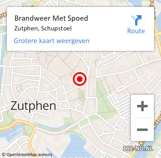 Locatie op kaart van de 112 melding: Brandweer Met Spoed Naar Zutphen, Schupstoel op 25 april 2022 08:55