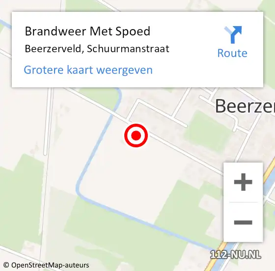 Locatie op kaart van de 112 melding: Brandweer Met Spoed Naar Beerzerveld, Schuurmanstraat op 25 april 2022 08:58