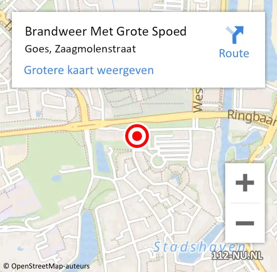 Locatie op kaart van de 112 melding: Brandweer Met Grote Spoed Naar Goes, Zaagmolenstraat op 25 april 2022 09:25