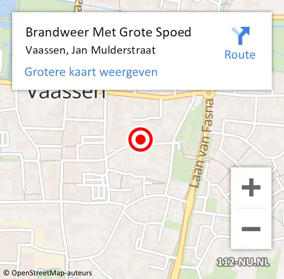 Locatie op kaart van de 112 melding: Brandweer Met Grote Spoed Naar Vaassen, Jan Mulderstraat op 25 april 2022 10:04