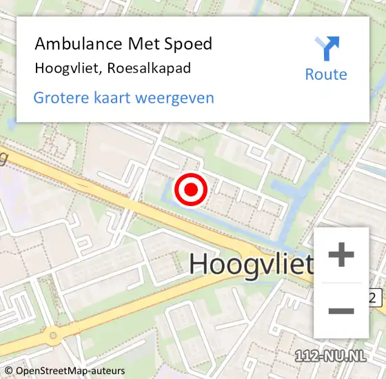 Locatie op kaart van de 112 melding: Ambulance Met Spoed Naar Hoogvliet, Roesalkapad op 25 april 2022 10:47