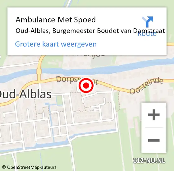 Locatie op kaart van de 112 melding: Ambulance Met Spoed Naar Oud-Alblas, Burgemeester Boudet van Damstraat op 25 april 2022 10:47