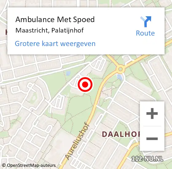 Locatie op kaart van de 112 melding: Ambulance Met Spoed Naar Maastricht, Palatijnhof op 25 april 2022 10:54