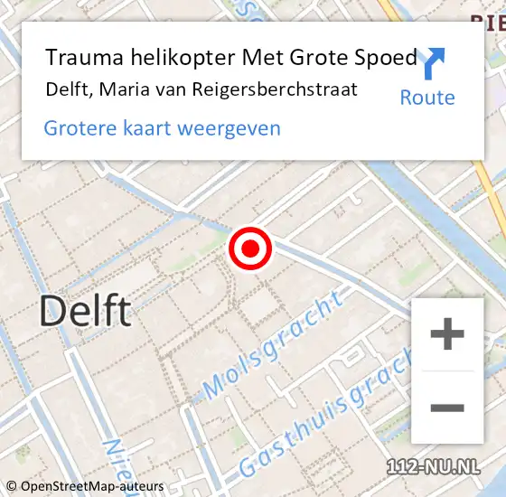 Locatie op kaart van de 112 melding: Trauma helikopter Met Grote Spoed Naar Delft, Maria van Reigersberchstraat op 25 april 2022 11:22