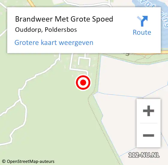 Locatie op kaart van de 112 melding: Brandweer Met Grote Spoed Naar Ouddorp, Poldersbos op 25 april 2022 11:26