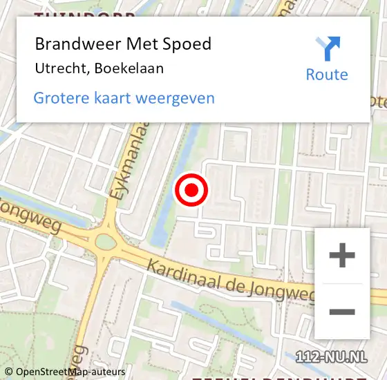 Locatie op kaart van de 112 melding: Brandweer Met Spoed Naar Utrecht, Boekelaan op 25 april 2022 12:11