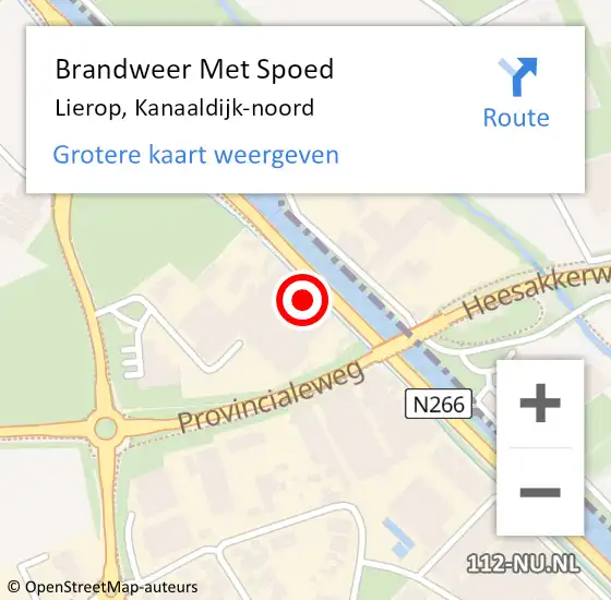 Locatie op kaart van de 112 melding: Brandweer Met Spoed Naar Lierop, Kanaaldijk-noord op 25 april 2022 12:16