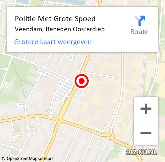 Locatie op kaart van de 112 melding: Politie Met Grote Spoed Naar Veendam, Beneden Oosterdiep op 25 april 2022 12:19